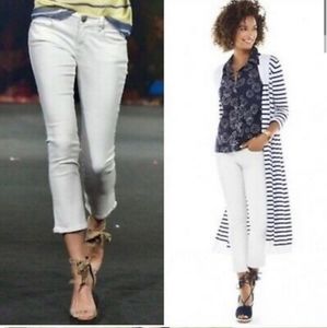 Cabi Kick It White Jean Denim Crop Pants
